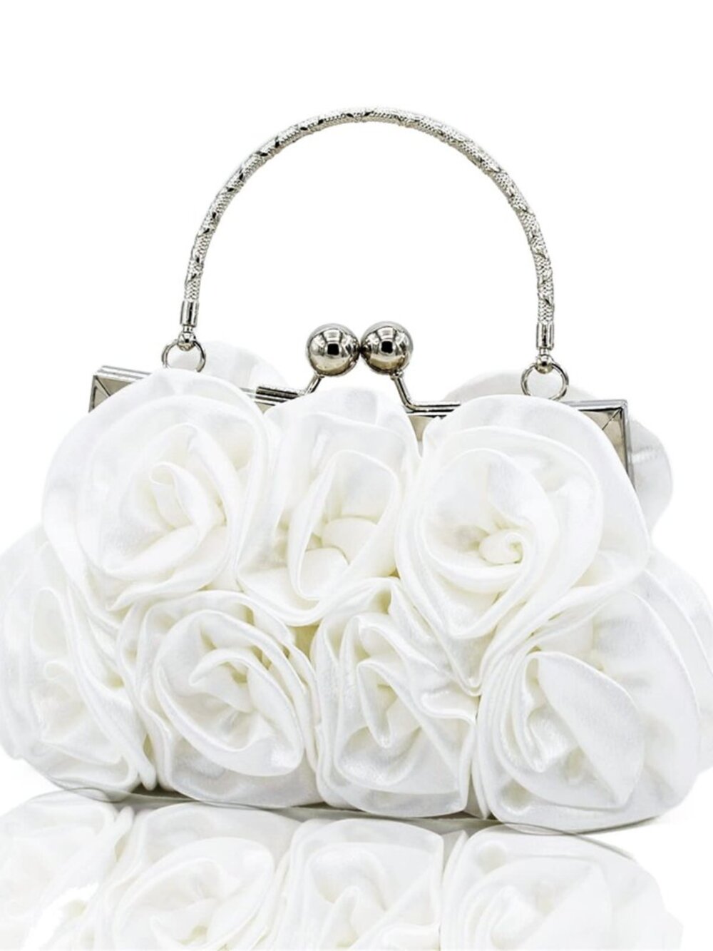 JAMBHALA Women’s Floral Satin Clutch Bag, Small Evening Purse with Detachable St